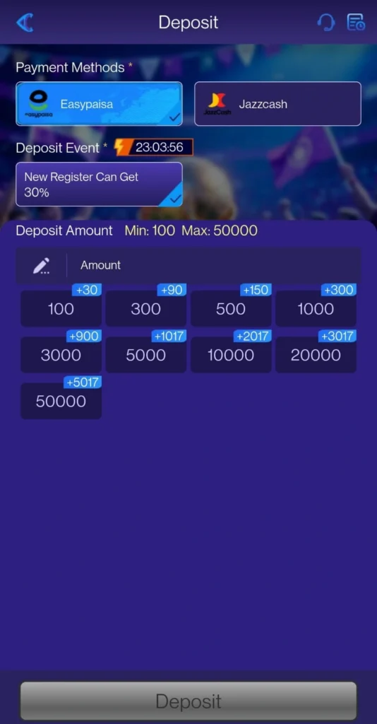 PAK3 Game Deposit