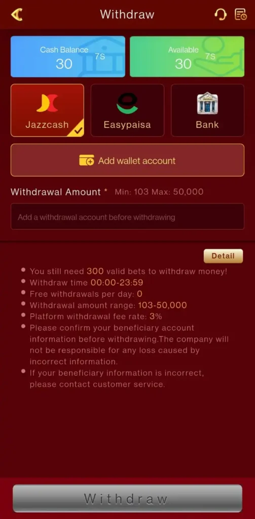 Withdrawal Methods in Pakistan