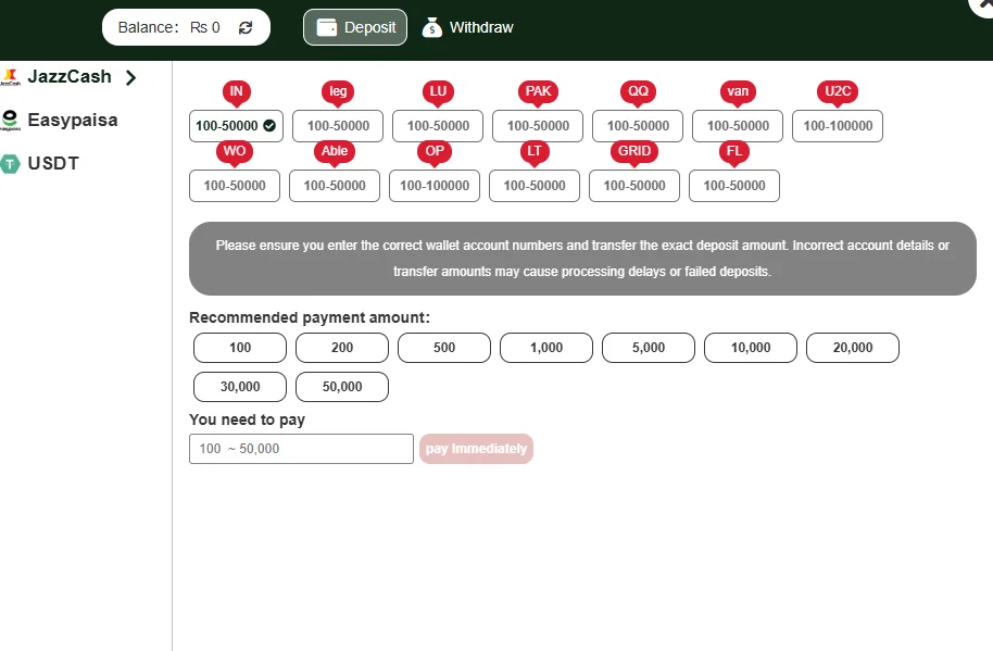 88B BET Game deposit